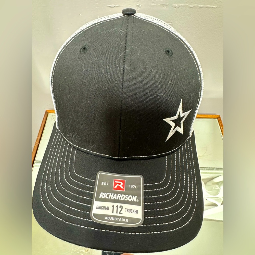 Tristar Trucker Hat Black White One Size Back Strap Made in USA Sportex Mesh New